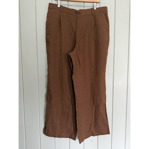 NWT Lands End Wide Leg Pants 16 High Rise Brown Allspice Pull-On Pockets NEW - Picture 1 of 5
